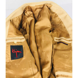 42R BIJAN Italy Mens 3 Button Silk Camel Hair Blazer Sport Coat Champagne